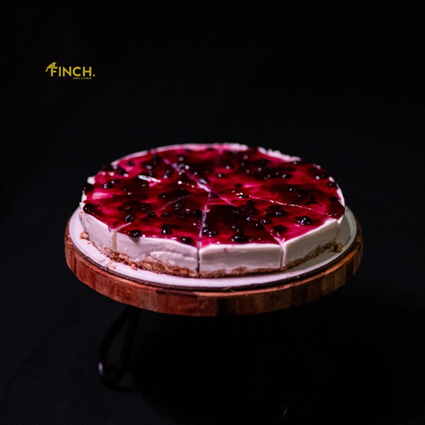 Blueberry cheesecake arranged in slices